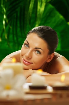 portrait of young beautiful woman  in spa environment