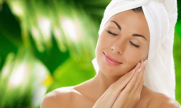 portrait of young beautiful woman  in spa environment