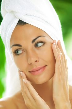 portrait of young beautiful woman  in spa environment