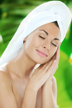 portrait of young beautiful woman  in spa environment