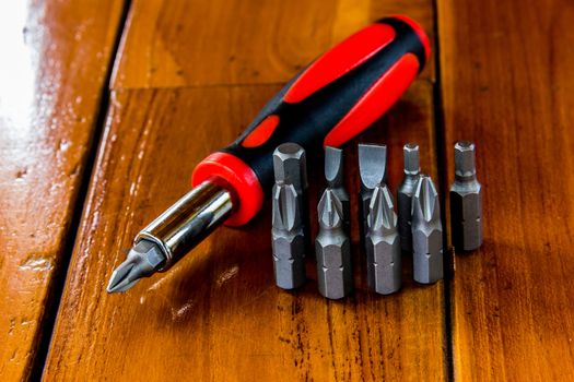Screwdriver set  is equipment for technicians.Focus Screwdriver in the  image. Select focus