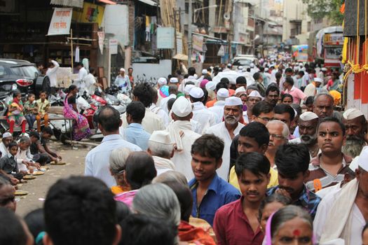 Pune, India  - ‎July 11, ‎2015: Thousands of people throng to a pilgrimmage in India during the Wari festival