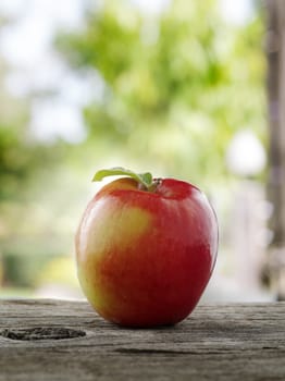 close up view of nice fresh apple on wooden  background