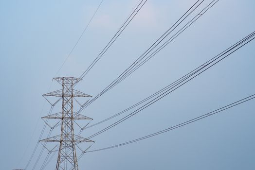 Electric Transmission Tower with sky background.