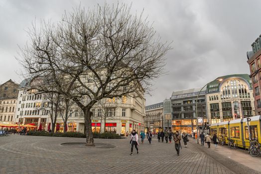 BERLIN - APRIL 1: People walk and enjoy the square in Hackescher Markt on April 1, 2015 in Berlin, Germany