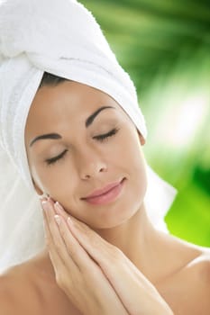 portrait of young beautiful woman  in spa environment
