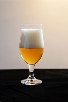 one glass of coold and lovely beer ready to drink