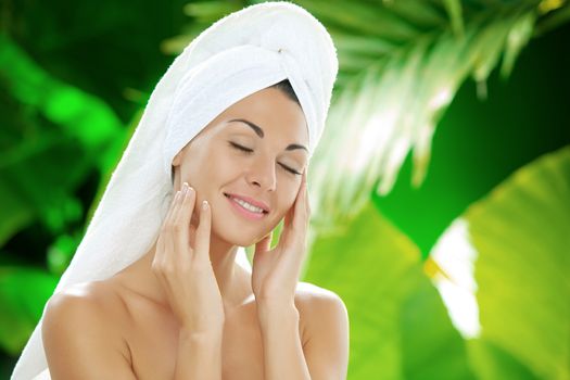 portrait of young beautiful woman  in spa environment