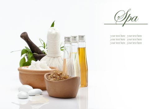 spa theme object on white background. banner. lots of copy space.