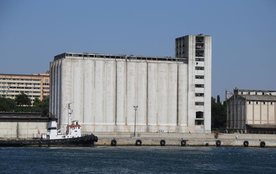 White Port Silos in a Sea Port