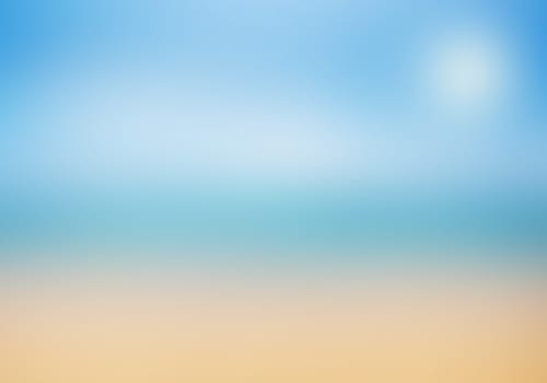 Blurred nature background. Background with beaches, turquoise waters and white clouds and a bright sun light. Summer holiday concept.