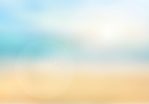 Blurred nature background. Background with beaches, turquoise waters and white clouds, and a bright sun light. Summer holiday concept.