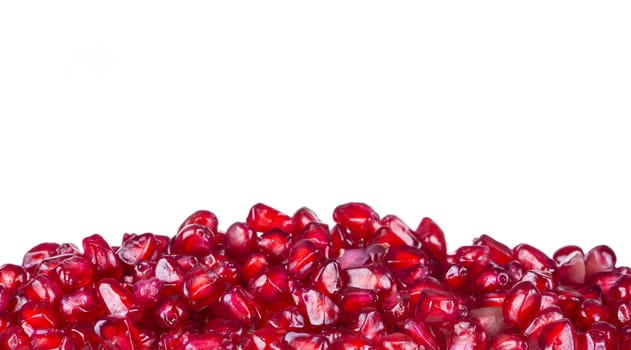 Red pomegranate fruits isolated on white background.