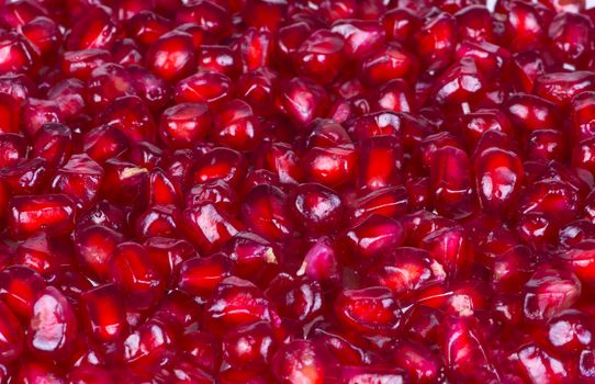 Closeup fresh pomegranate seeds for food background.
