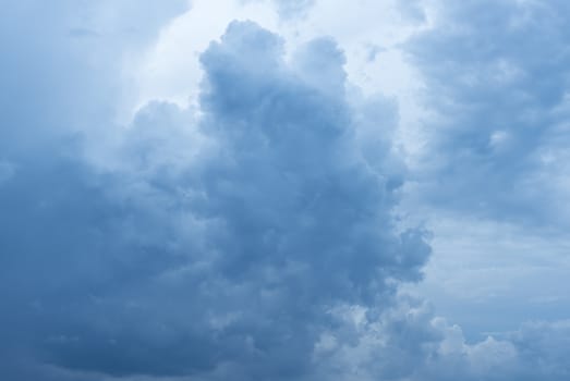 Abstract background of blue sky with white clouds and rain clouds.
