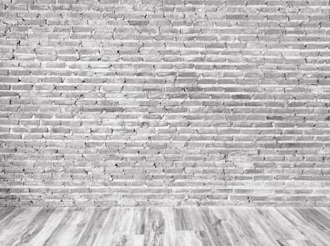 room interior vintage with  brick wall and wood floor background