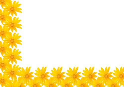 Small yellow flowers on a white background.