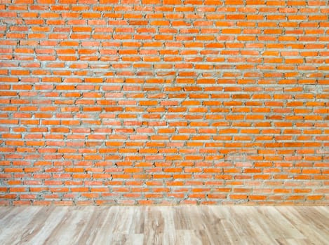 room interior vintage with  brick wall and wood floor background
