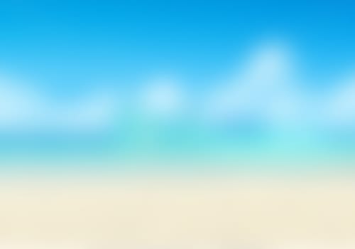 Blurred nature background. Background with beaches, turquoise waters and white clouds, and a bright sun light. Summer holiday concept.