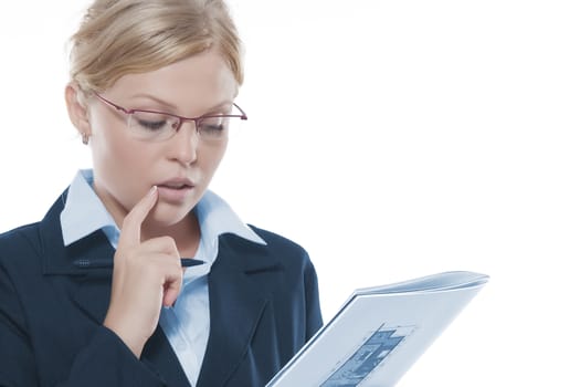 Portrait of young beautiful woman in office environment