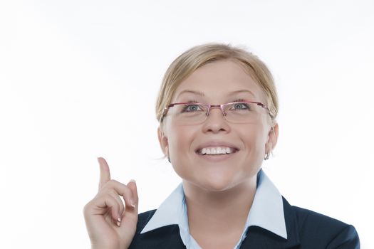 Portrait of young beautiful woman in office environment