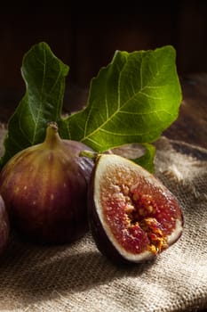 close up view of fresh figs on color back