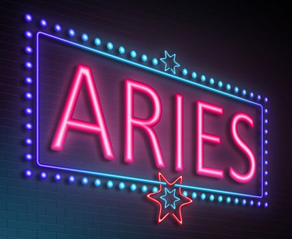Illustration depicting an illuminated neon sign with an aries concept.