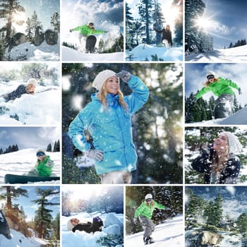 snowboarder theme collage composed of a few different images