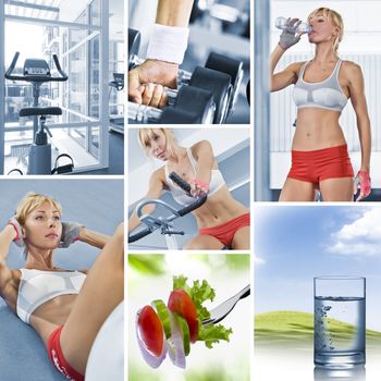 Healthy lifestyle  theme collage composed of different images