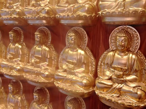 golden chinese buddha statue with powerful beam effect applied for artistic look and feel