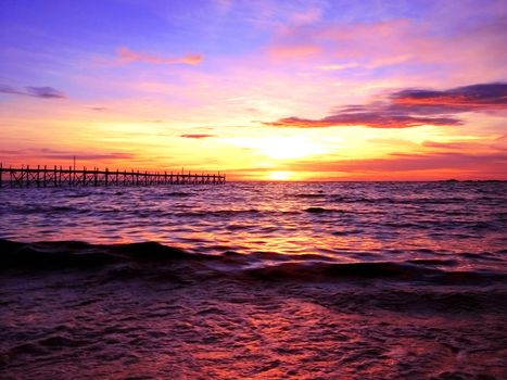 sunset at the beach with beautiful sky color