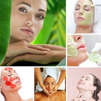 skin treatment theme collage composed of different images