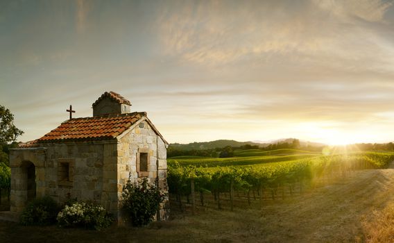 view of nice  italian sunny  summer countryside landscape