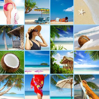 summer beach theme collage composed of a few images