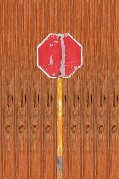 Old Traffic Signs on wood texture  background