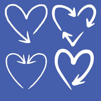 doodle freehand set of heart shaped arrow hand drawn