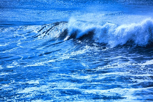 Tall waves on the surface of the ocean