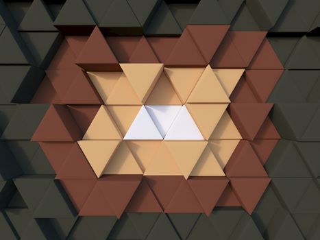 Brown green  abstract 3d triangle background render