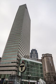 BOSTON - DECEMBER 13: Portrait of Downtown financial district  on December 13, 2015 in Boston, MA USA 