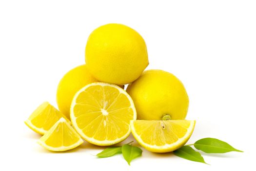 fresh lemons on white background