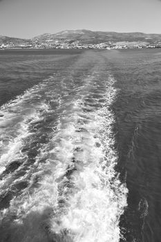 from       the    boat greece islands in     mediterranean sea and sky