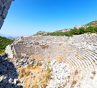  old  temple and theatre in termessos antalya turkey asia sky and ruins