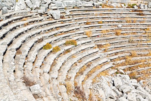 in   turkey    europe      aspendos the old theatre abstract texture    of step and gray