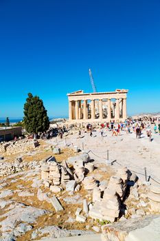 in  greece     the old architecture    and historical place parthenon          athens