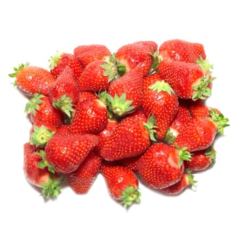 Red strawberries isolated on the white background