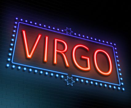Illustration depicting an illuminated neon sign with a virgo concept.