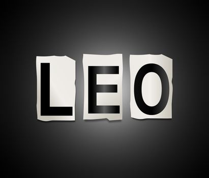 Illustration depicting a set of cut out printed letters arranged to form the word leo.