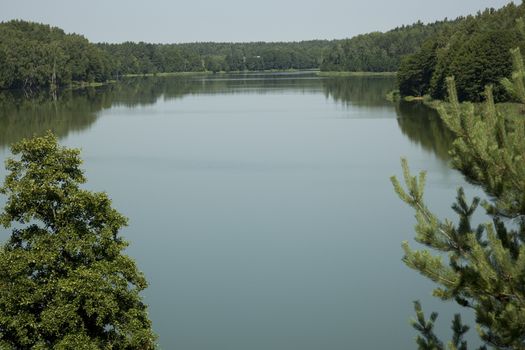 scenery of the lake in beautiful sunny day