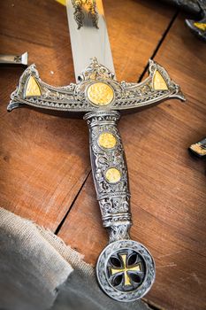 Detail of the hilt of a sword that dates from the time of the Crusaders.