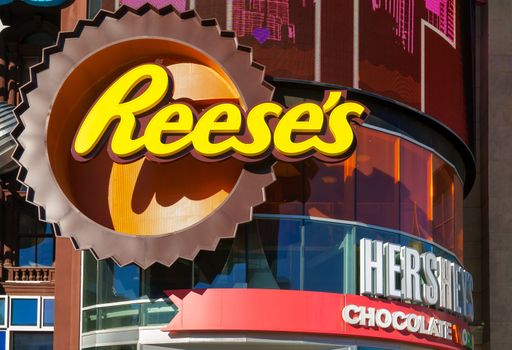 LAS VEGAS, NV/USA - FEBRUARY 14, 2016: Hershey's Chocolate World at New York-New York hotel and casino.  Hershey's Chocolate World is a candy and gift shop.